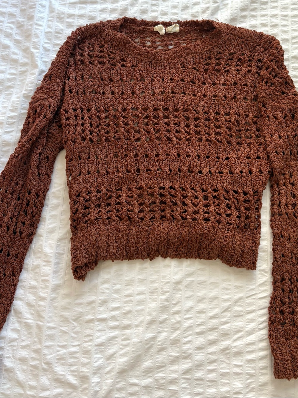 Brown Open-Knit Women's Sweater